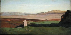 意大利风景，约1826年（油画板）。 作者 让·巴蒂斯特·卡米尔·科罗