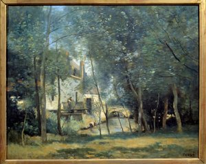卡米尔柯罗 (1796-1875) 1874 年的 Le Moulin de Saint-Nicolas-Lez-Arras 绘画。 0.65x0.81 m 巴黎，奥赛博物馆 作者 让·巴蒂斯特·卡米尔·科罗