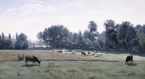Marcoussis-放牧的奶牛，1845-50 作者 让·巴蒂斯特·卡米尔·科罗