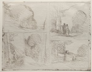 伯里克花园，画家巷，,草，大型Wood夫，1921年印刷。 作者 让·巴蒂斯特·卡米尔·科罗