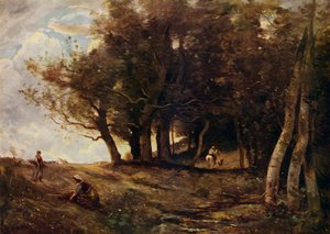 木材收集者，c1843 作者 Jean Baptiste Camille Corot