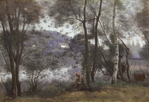 阿维（Ville d“ Avray）：1865-1870年透过树叶看到的湖泊 作者 让·巴蒂斯特·卡米尔·科罗