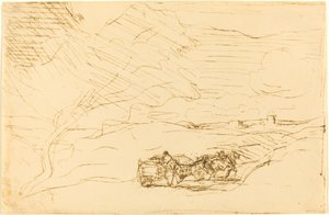 前往城镇的马车 Le Charriot allant a la ville, 1860. 作者 让·巴蒂斯特·卡米尔·科罗