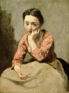 穿粉红色上衣的女人（布面油画） 作者 让·巴蒂斯特·卡米尔·科罗