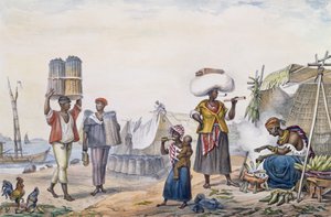 黑人在卖煤和玉米，摘自《布雷斯尔的匹兹堡之旅和历史》，蒂埃里-弗雷尔刻制，1839年 作者 让·巴蒂斯特·德布雷特