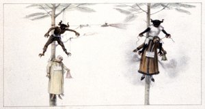 巴西：1839 年圣周六焚烧犹大和魔鬼肖像的玩偶（版画） 作者 让·巴蒂斯特·德布雷特