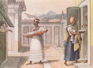 1827年在里约热内卢旅行的女售货员，来自1839年的“巴西风景和历史之旅” 作者 让·巴蒂斯特·德布雷特