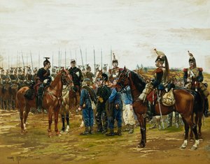 法国胸甲骑兵将巴伐利亚士兵俘虏，1875年 作者 让·巴蒂斯特·爱德华·Detaille