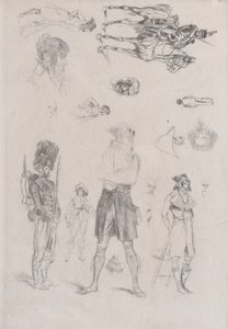素描画页 Feuille de Croquis, 1868年。 作者 让·巴蒂斯特·爱德华·Detaille