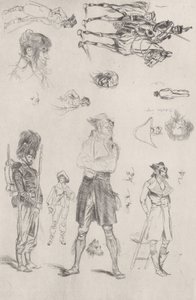 素描画页 Feuille de Croquis, 1868年。 作者 让·巴蒂斯特·爱德华·Detaille