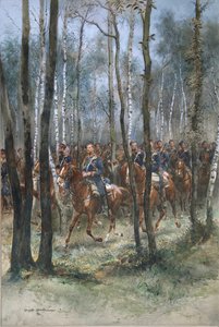 马背上的士兵，1884年（wc，黑色墨水和身体彩色纸上