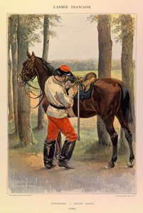 儒勒-理查德上尉的法国军队的类型和制服，由爱德华-迪特尔（1848-1912）绘制。1885年身着小礼服的骑兵，私人收藏 作者 让·巴蒂斯特·爱德华·Detaille