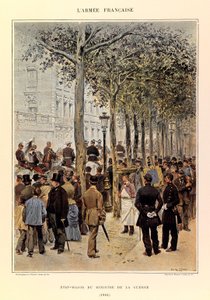 儒勒-理查德上尉的法国军队的类型和制服，由爱德华-迪特尔（1848-1912）绘制。1884年战争部长的工作人员，私人收藏 作者 让·巴蒂斯特·爱德华·Detaille