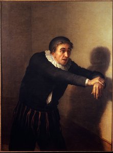 Grandmesnil 饰演 Harpagon 喜剧演员 Grandmesnil（化名 Jean-Baptiste Fauchard）（1737-1816）在 1790 年莫里哀的戏剧“L