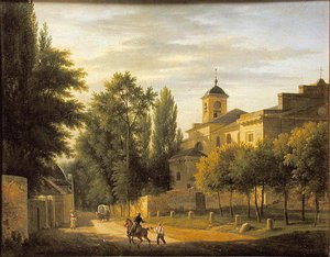 Ville dAvray教会的看法在c.1820 作者 让·巴蒂斯特·加布里埃尔·朗格莱斯