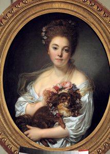 让·巴蒂斯特·格鲁兹（Jean Baptiste Greuze）（1725-1805 年）的《德波尔辛夫人肖像》。 约 1770 昏暗 0.72 x 0.58 m。 昂热。 美术博物馆 作者 让·巴蒂斯特·格鲁兹