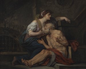 西蒙和佩罗，罗马慈善组织，约1767年（布面油画） 作者 让·巴蒂斯特·格鲁兹