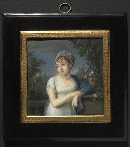 1804年，一名妇女的肖像在栏杆附近。