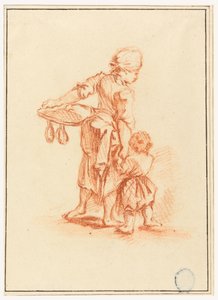 素描，《领着孩子的女人》，1750-75 年