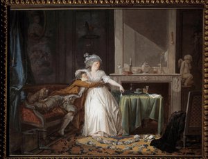 破杯子。 让·巴蒂斯特·马莱 (Jean Baptiste Mallet) 的绘画 (1759-1835)