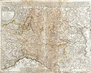伦巴第 (意大利) 地图 (雕刻 作者 让·巴蒂斯特·诺林（Jean Baptiste Nolin）