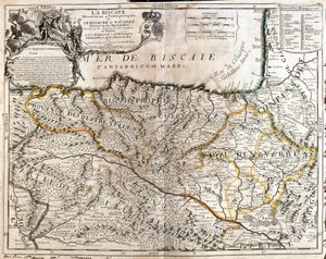 Map of the Biscay province (Spain) and the kingdom of Navarre (France) (Engraving 作者 让·巴蒂斯特·诺林（Jean Baptiste Nolin）
