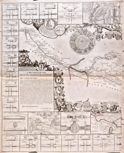 南运河地图及其渡槽（雕刻 作者 让·巴蒂斯特·诺林（Jean Baptiste Nolin）
