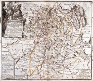 塞文山脉（法国）地图（雕刻 作者 让·巴蒂斯特·诺林（Jean Baptiste Nolin）