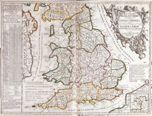 詹姆士二世统治时期的英格兰王国地图（雕刻 作者 让·巴蒂斯特·诺林（Jean Baptiste Nolin）