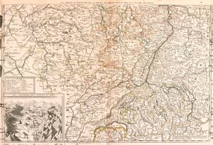 莱茵河周边地区地图（德国、瑞士、法国）（雕版画