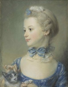 小女孩和猫玛丽·安妮·侯奎尔（Marie-Anne Huquier），1747年。