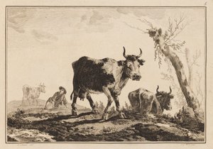 图版 5，"Cahier de Six Feuilles de Boeufs et Vaches"（《六张牛和牛》书） 作者 让·巴蒂斯特·皮列曼