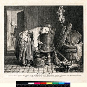 La Fontaine，Charles Nicolas Cochin I (1688-1754)1739年雕刻的（纬纱纸上的蚀刻和雕刻）。 作者 让·巴蒂斯特·西缅（后）查尔丁