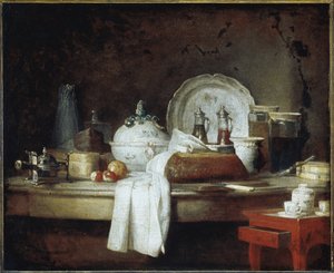 军官的混乱或午餐甜点派对的遗迹（布面油画，约 1763 年） 作者 让·巴蒂斯特·西蒙·查尔丁