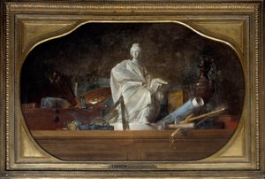 艺术的属性 艺术的寓意与雕塑家的工具，雕像。Jean Baptiste Simeon Chardin (1699-1779)的画作 1765年 太阳。0,91x1,45米 作者 让·巴蒂斯特·西蒙·查尔丁