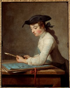 Young cartoonist carving his pencil. Painting by Jean Baptiste Simeon Chardin (1699-1779) 作者 让·巴蒂斯特·西蒙·查尔丁