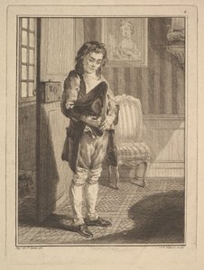 Décrotteur Shoe Shiner，来自Mes gens, ou Les commissionnaires ultramontains au servi...，1766-70。 作者 让·巴蒂斯特·蒂拉德