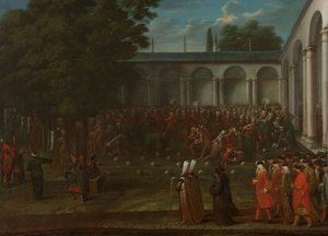 科内利斯·卡尔科恩（Cornelis Calkoen）正在与苏丹艾哈迈德三世（Sultan Ahmed III）一同前往他的观众，c.1727-30