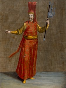 Ibriktar Agassi，来自Charles de Ferriol的“代表不同国家的一百张照片集”的第6页，由Gerard Scotin（1671-1716）雕刻，1707-08（彩色en