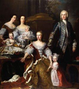 威尔士王妃萨克森·哥达（Saxe-Gotha）的奥古斯塔（Augusta）及其家人和家庭成员，1739年