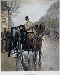 巴黎马车里的优雅女人：“我们归国者”——19 世纪末让·贝鲁（Jean BERAUD，1849 - 1935 年）的插图。 作者 让·贝罗
