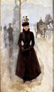 Parisienne sur le boulevard 或有袖子的女人 Jean Beraud (1849-1935) 绘画 19 世纪 Tours，Musee des Beaux Arts 作者 让·贝罗