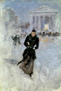 年轻优雅的女人在巴黎皇家街的蟒蛇旁 绘画：让-贝罗（1849-1935） 20世纪 图尔，艺术博物馆 作者 让·贝罗
