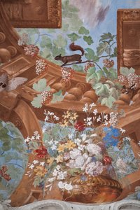 酒芽、葡萄、花朵和松鼠，细节 作者 让·布朗厄尔