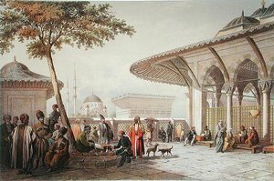 托普-哈尼清真寺的庭院内部，《君士坦丁堡纪念品》中的插图