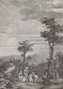 儿童舞蹈，Dufour＆Cie系列作品“ Paul et Virginie”系列的墙纸面板，约1823年 作者 让·布洛克