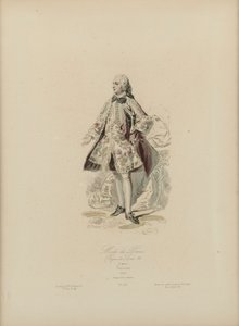 巴黎时尚：路易十五的统治（手工上色雕刻） 作者 让·查尔斯 (1800 79) 波凯