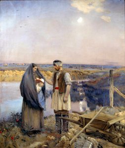 这一天让一个农民家庭。画家：Jean Charles Cazin (1841-1901) 太阳。1,99x1,66 m 1888 巴黎，奥赛博物馆