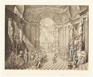 素描，化妆舞会场景，1770-80 年 作者 让·查尔斯·德拉福斯（Jean Charles Delafosse）