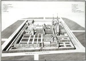1640年前圣日耳曼德佩斯修道院的景色，由Antoine Herisset雕刻（1685-1769） 作者 让·乔富里埃